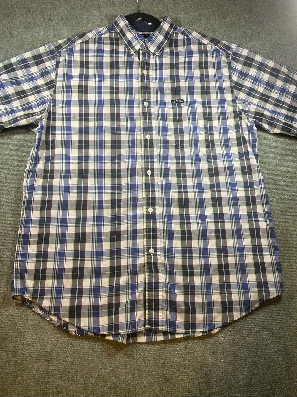 Chaps Ralph Lauren Blue White Gray Blue Plaid Short-Sleeve Button-Down Shirt